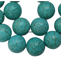 Synthetical Howlite Beads Strands, Dyed, Round, Turquoise, 22mm, Hole: 2mm, 19pcs/strand, 3.5strands/1000g, 16 inch