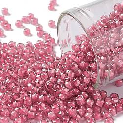 Toho perles de rocaille rondes, Perles de rocaille japonais, (959) couleur intérieure améthyste claire / doublée rose, 8/0, 3mm, Trou: 1mm, environ 222 pcs/10 g