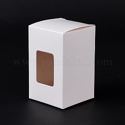 Cardboard Paper Gift Box, with PVC Visual Window, for Pie, Cookies, Goodies Storage, Rectangle, White, 5.05x5x8.1cm