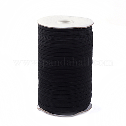 Corda elastica intrecciata piatta da 3/8 pollice, elastico in maglia pesante elasticizzata con rocchetto, nero, 10mm, circa 90~100 yard / roll (300 piedi / roll)