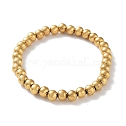 316 elastisches Armband aus chirurgischem Edelstahl mit runden Perlen, golden, Innendurchmesser: 2-1/8 Zoll (5.3 cm), breit: 6 mm