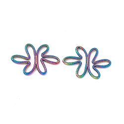 Placcatura ionica (ip) 304 ciondoli connettore in acciaio inossidabile, link di fiori, colore arcobaleno, 21.5x29x1.5mm, Foro: 2.5 mm