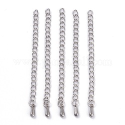 Stainless Steel Chain Extender, Teardrop Charms, Stainless Steel Color, 59x3mm, Hole: 2mm