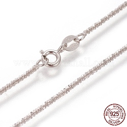 Collares de cadena de plata de primera ley con baño de rodio, con cierres de anillo de resorte, Platino, 925 pulgada (17.7 cm), 45mm, link: 1.5 mm