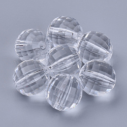 Transparente Acryl Perlen, facettiert, Runde, Transparent, 16x15.5 mm, Bohrung: 2.7 mm, ca. 206 Stk. / 500 g