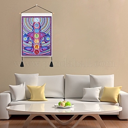 Tapisserie murale en tissu chakra, méditation de yoga trippy tentures, tapisserie verticale, pour la décoration, rectangle, support violet, 653~665x345~349x1mm