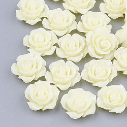 Cabochons in resina, fiore, bianco crema, 14x15x6mm