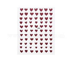 Nagelkunst Aufkleber Abziehbilder, selbstklebend, für Nagelspitzen Dekorationen, Herzmuster, rot, 10.1x7.9x0.04 cm