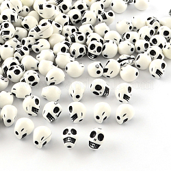 Perles acryliques opaques, crane, blanc, 10x8x9mm, Trou: 2mm, environ 1200 pcs/500 g