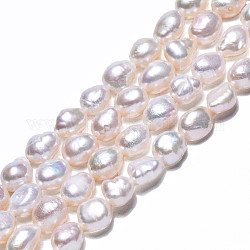 Natural Cultured Freshwater Pearl Beads Strands, Two Sides Polished, Creamy White, 7~13x7~8x4.5~7mm, Hole: 0.7mm, about 37~39pcs/strand, 13.78 inch~14.17 inch(35~36cm)