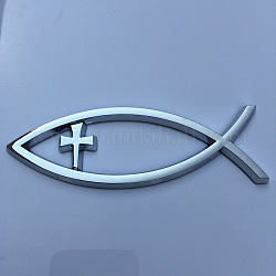 Wasserdichter 3D-Jesus-Fisch-ABS-Kunststoff-Aufkleber, auto aufkleber aufkleber, DIY Auto Dekoration, Kreuzmuster, 140x45 mm
