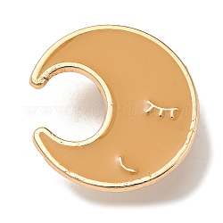 Pines de esmalte con tema del tiempo, insignia de aleación chapada en oro para ropa de mochila, luna, 25x24x1.5mm