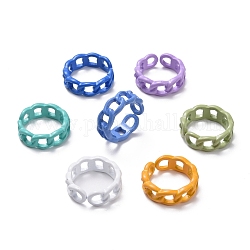 Spray Painted Alloy Cuff Rings, Open Rings, Cadmium Free & Lead Free, Curb Chain Shape, Mixed Color, US Size 7 1/4(17.5mm)