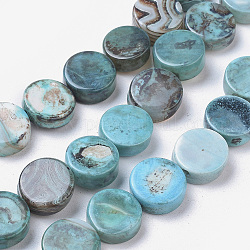Chapelets de perles d'agate naturelle, teints et chauffée, plat rond, lumière bleu ciel, 16x6mm, Trou: 0.8mm, Environ 25 pcs/chapelet, 15.55 pouce (39.5 cm)
