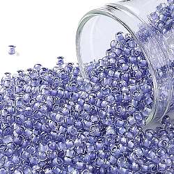 Круглые бусины toho, японский бисер, (966) кристалл внутри цвета / лиловый на подкладке, 11/0, 2.2 мм, отверстие : 0.8 мм, Около 50000 шт / фунт