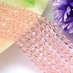 Chapelets de perles en imitation cristal autrichien, grade AAA, facette (32 facette) ronde, rose, 10mm, Trou: 0.9~1mm, Environ 40 pcs/chapelet, 15.7 pouce
