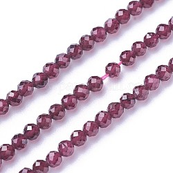 Chapelets de perles de grenat naturel, facette, ronde, rouge foncé, 4~4.5mm, Trou: 0.6mm, Environ 90~100 pcs/chapelet, 14.5~16.1 pouce (37~41 cm)