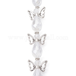 Brins de perles de verre transparentes en forme de fée d'ange, galvanoplastie, avec des perles d'ailes en alliage de style tibétain et du fil de nylon, clair, 25x18x10mm, Trou: 0.8mm, Environ 4 pcs/chapelet, 3.86 pouce (9.8 cm)