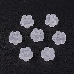 Transparent Acrylic Beads, Flower, Frosted, White, 6.5x3mm, Hole: 1mm, about 6250pcs/500g