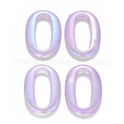 Anelli in acrilico trasparente che collega, ab colore placcato, stile gemstone imitato, ovale, lilla, 35.5x25x4.5mm, diametro interno: 26x10.5mm