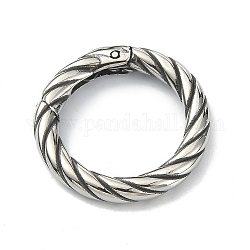 Stile tibetano 316 anello a molla in acciaio inossidabile chirurgico, torsione anello rotondo, argento antico, 22x3.3mm