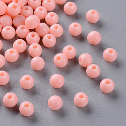 Perles acryliques opaques, ronde, saumon clair, 6x5mm, Trou: 1.8mm, environ 4400 pcs/500 g