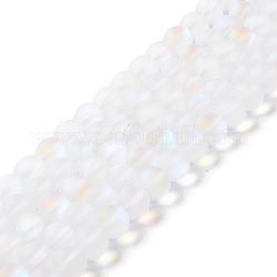 Synthetic Moonstone Beads Strands, Frosted, Round, White, 10mm, Hole: 1mm, about 38~40pcs/strand, 14.96''~15.16''(38~38.5cm)