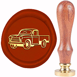 Cachet de sceau de cire en laiton, avec manche en bois, or, pour scrapbooking diy, modèle de camion, 20mm