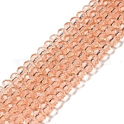 Handmade Glass Beads, Faceted Rondelle, Dark Salmon, 8x6mm, Hole: 1mm, about 68~70pcs/strand