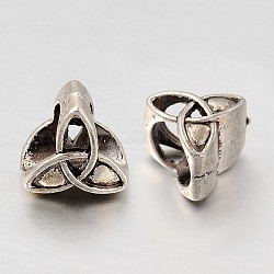 Tibetischer stil legierung perlen, Dreifaltigkeitsknoten / Triquetra, irisch, Antik Silber Farbe, 9x9.5x7.5 mm, Bohrung: 6 mm