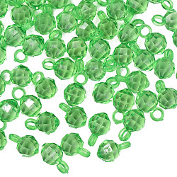 Pendentifs en acrylique transparent , facette, ronde, lime green, 18x11x11mm, Trou: 4mm