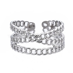 304 anello per polsino aperto incrociato in acciaio inossidabile, grosso anello cavo per le donne, colore acciaio inossidabile, misura degli stati uniti 7 (17.3mm)