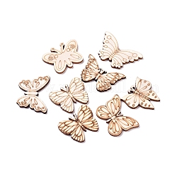 Laser Cut Wood Shapes, Unfinished Wooden Embellishments, Poplar Wood Cabochons, Butterfly, Blanched Almond, 23.5~26.5x27.5~39.5x2.5mm, about 100pcs/bag