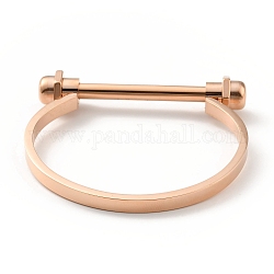 304 brazalete de tornillo de barra en forma de D de acero inoxidable, brazalete de herradura grillete para hombres mujeres, oro rosa, diámetro interior: 1-7/8x2-3/8 pulgada (4.8x6 cm)