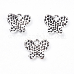 Butterfly Tibetan Style Alloy Pendant Rhinestone Settings, Lead Free and Cadmium Free, Antique Silver, 18x20x4mm, Hole: 3mm