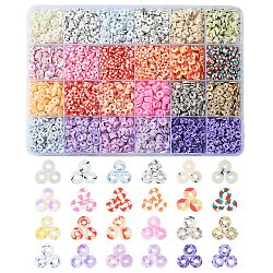 168g 24 Farben umweltfreundliche handgefertigte Fimo-Perlen, Disc / Flachrund, heishi Perlen, Mischfarbe, 6x1 mm, Bohrung: 2 mm, 7 g / Farbe