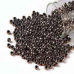 Cuentas de semillas redondas toho, Abalorios de la semilla japonés, (221) bronce, 8/0, 3mm, agujero: 1 mm, aproximamente 222 unidades / 10 g