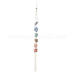 Gemstone Pendant Decorations, with Cotton Thread, Nuggets, 630mm