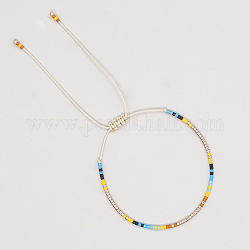 Armband aus geflochtenen Perlen aus Glassamen, verstellbares Armband für Frauen, Deep-Sky-blau, 11 Zoll (28 cm)