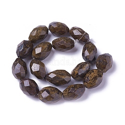 Abalorios naturales bronzite hebras, facetados, oval, 22~28x14~19mm, agujero: 1.8 mm, aproximamente 16 pcs / cadena, 16.14 pulgada