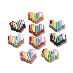 Perline di acrilico della vernice, con smalto, cuore di orgoglio color arcobaleno, colore misto, 24x27.5x7mm, Foro: 2.5 mm