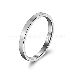 925 anello a fascia semplice in argento sterling placcato rodio, con timbro s925, platino, larghezza: 2 mm, misura degli stati uniti 7 (17.3mm)