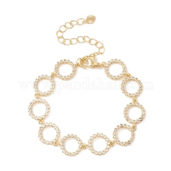 Armband mit offenen Ringgliederketten aus klarem Zirkonia, Messingschmuck für Damen, cadmiumfrei und bleifrei, echtes 18k vergoldet, 6-1/2 Zoll (16.4 cm)