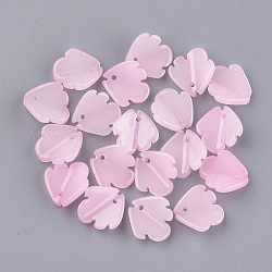 Spray Painted Glass Pendants, Fish, Pink, 14.5~15x14.5x4.5mm, Hole: 1mm