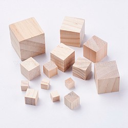 Cubes en bois non teints, blocs de bois non finis pour l'artisanat du bois et la peinture, amande blanchie, 10~40x10~40x10~40mm