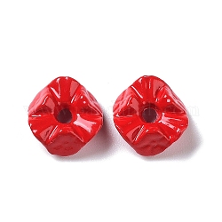 Perline in lega stampate a spruzzo, rombo, rosso, 10x10x4mm, Foro: 1.8 mm