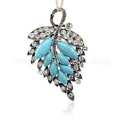 Antique Silver Plated Alloy Fruit Grape Big Pendants, with Synthetic Turquoise Horse Eye Cabochons, Sky Blue, 78x49x8mm, Hole: 6x11mm