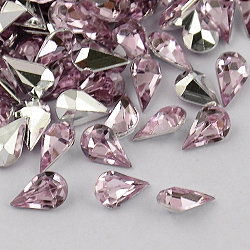 Garment Accessories Pointed Back Taiwan Acrylic Rhinestone Cabochons, Faceted Teardrop, Pale Violet Red, 13x8x5mm