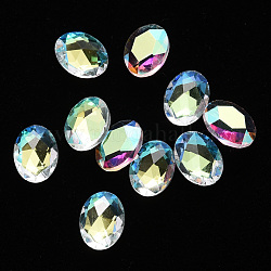 Cabochons ovales de verre transparent, accessoires nail art de décoration, facette, or, 8x6x2.5mm