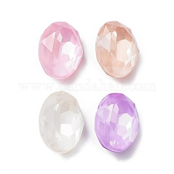 Glass Rhinestone Cabochons, Point Back & Back Plated, Faceted, Oval, Mixed Color, 14x10x5.5mm
